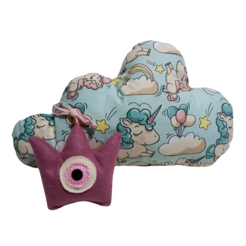 Set of 3 veraman pillows with unicorns and eye-crown