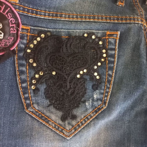 Rossodisera jeans used, size L, blue with Pink Woman tank top gift
