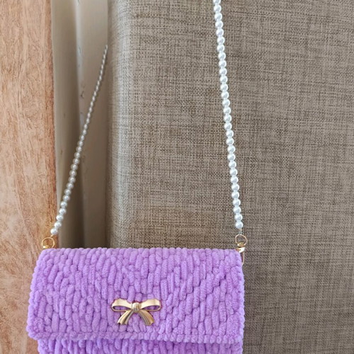 Handmade evening shoulder bag lilac color new