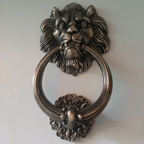 Vintage metal door knocker with lion head new