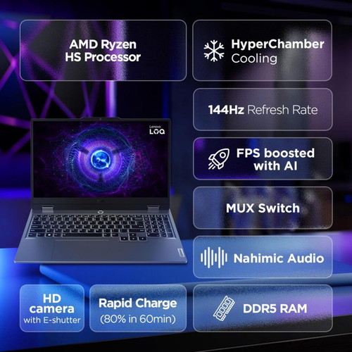 Lenovo LOQ 15ARP9 Gaming Laptop 15.6" FHD 144Hz Ryzen 7 16GB 512GB SSD RTX 4060