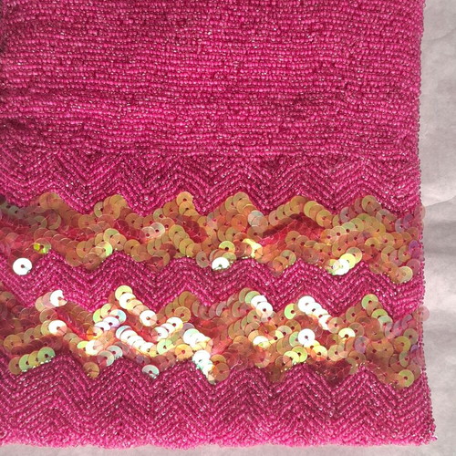 Statement fuchsia hand bag new with beads and sequins