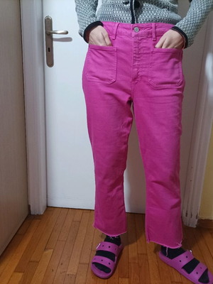 Τζιν Zara φούξια ροζ cropped straight leg σαν καινούργιο