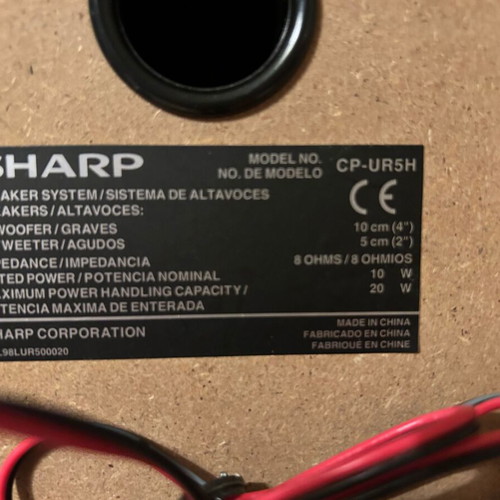 Sharp CP-UR5H speakers used, 2x 10 watt rated power