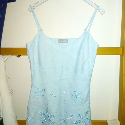Linen blouse blue like new with embroidery, size S