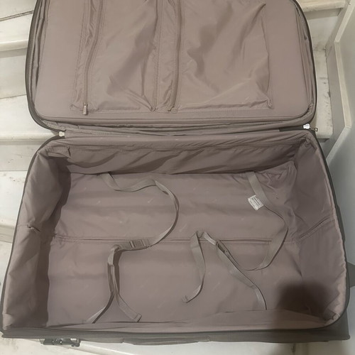 Delsey large travel suitcase like new, fabric with velour details