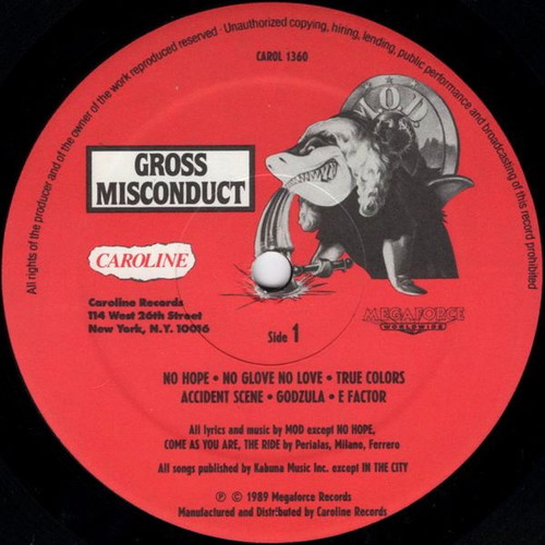 M.O.D. Gross Misconduct vinyl record used, metal