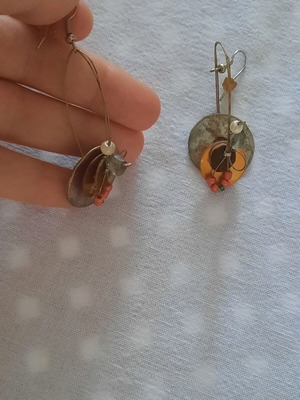 Handmade earrings, unique design, silver color