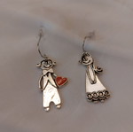 Earrings Boy & Girl with Heart silver tone like new
