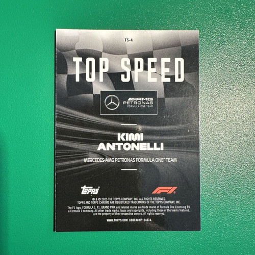 Kimi Antonelli Rookie Card 2025 Topps Chrome F1 Top Speed Refractor