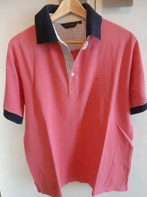 The Bostonians polo pique shirt used, pink with blue details, size L
