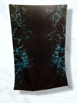 Psychedelic Dark ύφασμα wall tapestry μαύρο με τιρκουάζ abstract σχέδιο καινούργιο