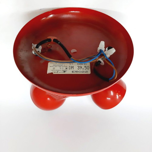 Vintage double wall lamp red metal adjustable spots E27 like new