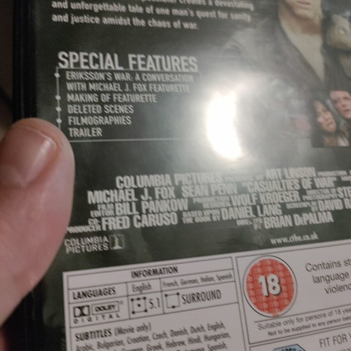 Casualties of War DVD like new, Greek subtitles