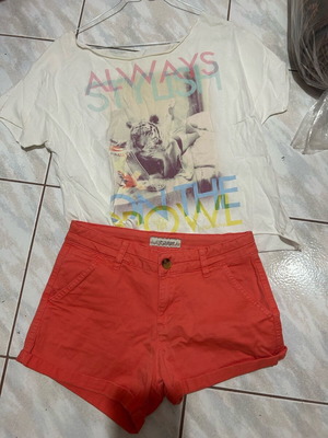 Funky Buddha set with blouse and shorts in salmon color new