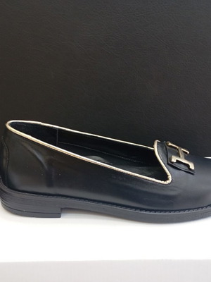 Ballerina shoes, genuine leather, black, size 38