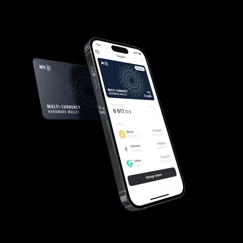 Tangem hardware cryptocurrency wallet new, 2 cards
