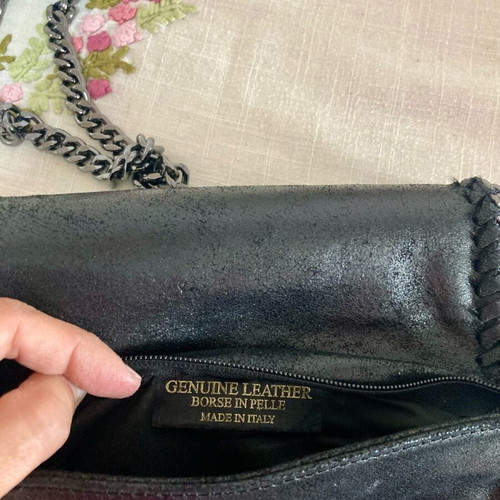 Italian Job crossbody bag made of genuine leather and pony skin like new, black