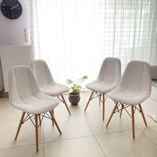 White leather chairs new, set of four
