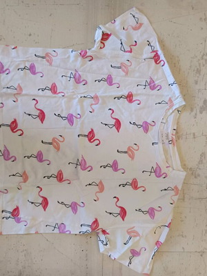 T shirt short for girl used, Zara, white with pink flamingo