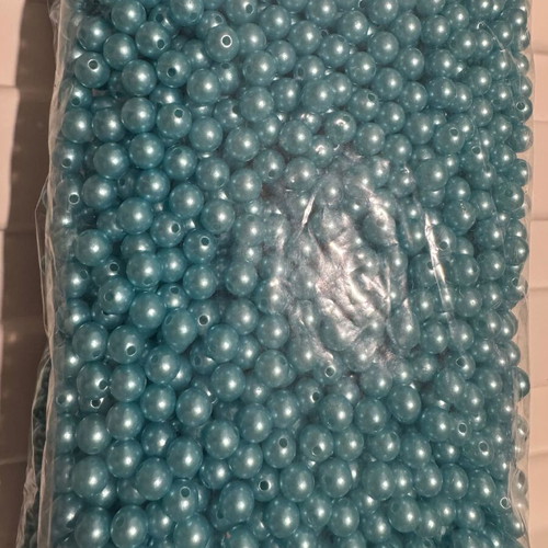Plastic PVC beads 8 mm new, light blue, 100 g