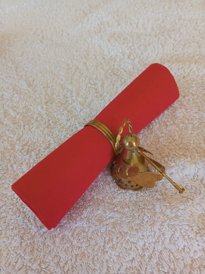 Handmade brass napkin rings like new with angel and harp design