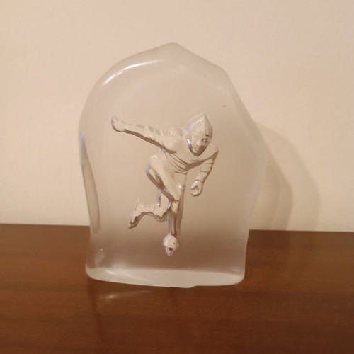 Glass plaque with embossed athlete like new