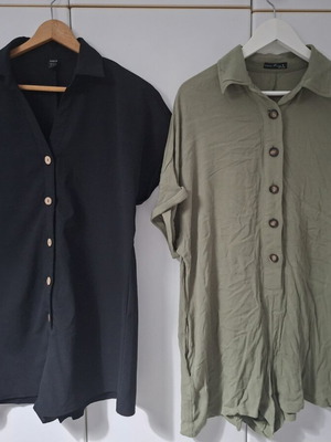 Shein jumpsuits with buttons, black and green, size M
