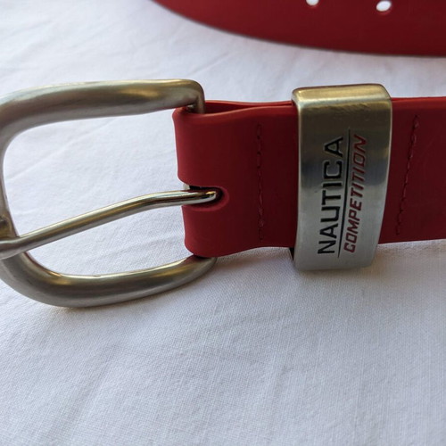 Nautica unisex belt used, red, rubber material