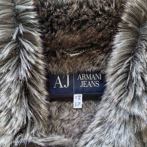 Armani suede coat like new, brown, with fur lining