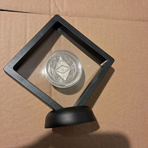 Ethereum collectible coin silver new in black case 11cm height