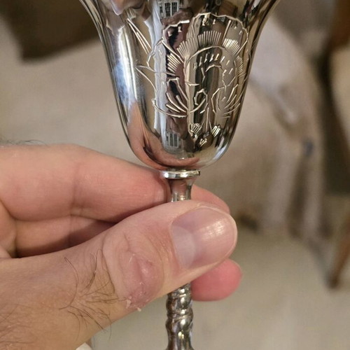 Silver-plated glasses set of 6 like new with design