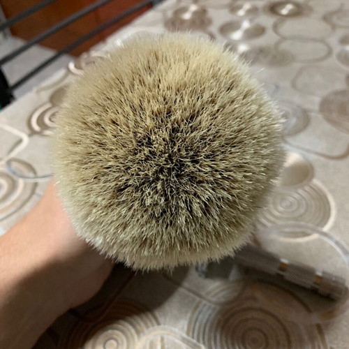 Yaqi caramel 2 band badger shaving brush 26mm knot & DS Cosmesi aggressive safety razor 1.55mm blade gap