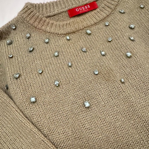 Guess beige blouse with rhinestones, size XS, used