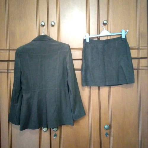 Suede safari jacket and mini skirt set MADLEN like new, brown, size 3/L