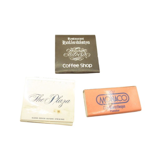 Vintage matchbox set of 3 hotels Monaco New York Budapest like new