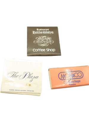 Vintage matchbox set of 3 hotels Monaco New York Budapest like new