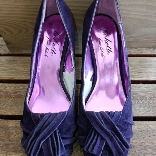 Vintage purple peep-toe heels used, size 39, Kokette