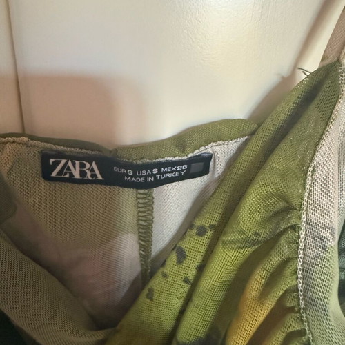 Zara fitted dress like new, beige and green