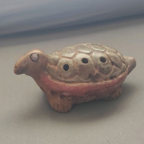 Ceramic turtle ocarina used, vintage