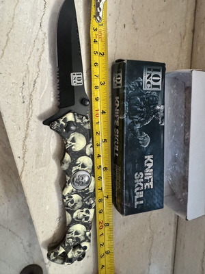 101 INC Skull decorative knife with embossed skulls, vintage gothic decor