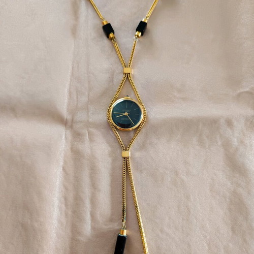 Vintage pendant watch used, wind-up, 1970s with case