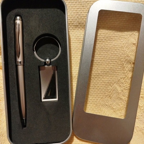 Metal pen and keychain set new