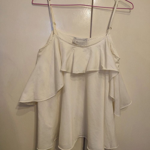 Queen of Hearts top used, one size, white, cotton-silk blend