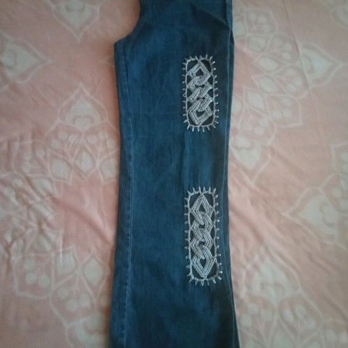 Women’s denim pants thin summer with knitted details like new