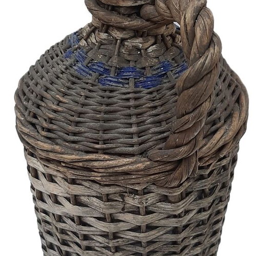 Antique Demijohn 3L Brown Glass and Wicker Early 20th Century Used