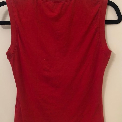 Byblos Sleeveless Red T-Shirt Like New With Rhinestone Logo