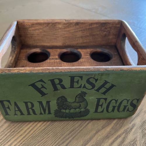 Vintage English Wooden Egg Holder Fresh Farm Eggs like new
