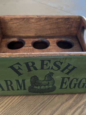 Vintage English Wooden Egg Holder Fresh Farm Eggs like new