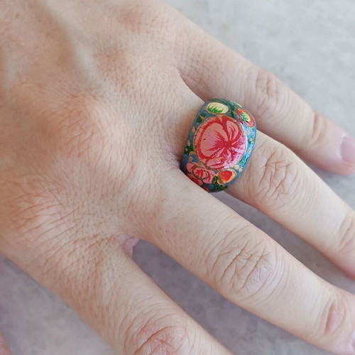 Wooden ring hand-painted like new